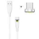 1m USB to USB-C / Type-C 540 Degree Rotating Magnetic Charging Cable (White)