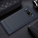 For Galaxy Note 8 Carbon Fiber TPU Brushed Texture Shockproof Protective Back Cover Case (navy)