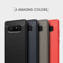 For Galaxy Note 8 Carbon Fiber TPU Brushed Texture Shockproof Protective Back Cover Case (Red)