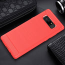For Galaxy Note 8 Carbon Fiber TPU Brushed Texture Shockproof Protective Back Cover Case (Red)