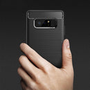 For Galaxy Note 8 Carbon Fiber TPU Brushed Texture Shockproof Protective Back Cover Case (Red)