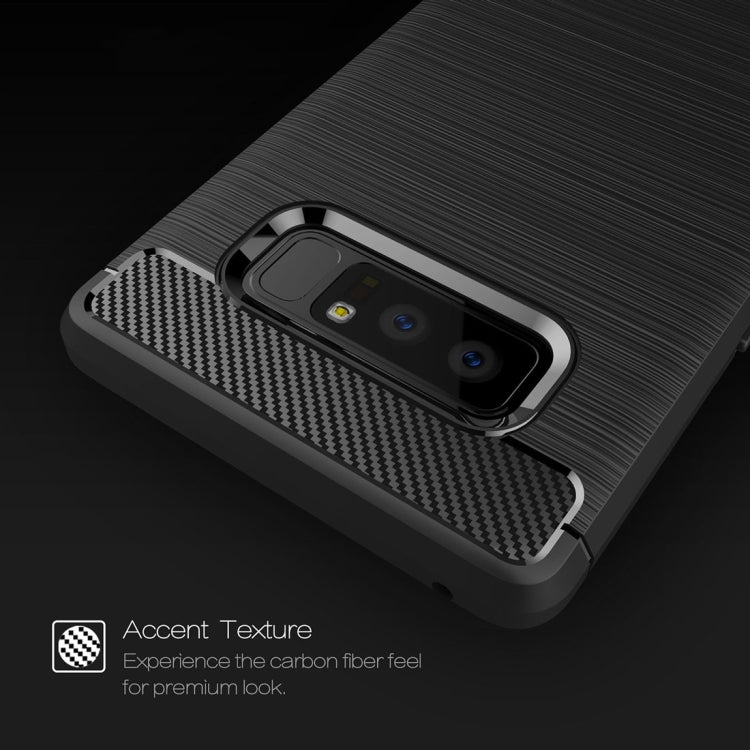 For Galaxy Note 8 Carbon Fiber TPU Brushed Texture Shockproof Protective Back Cover Case (Red)