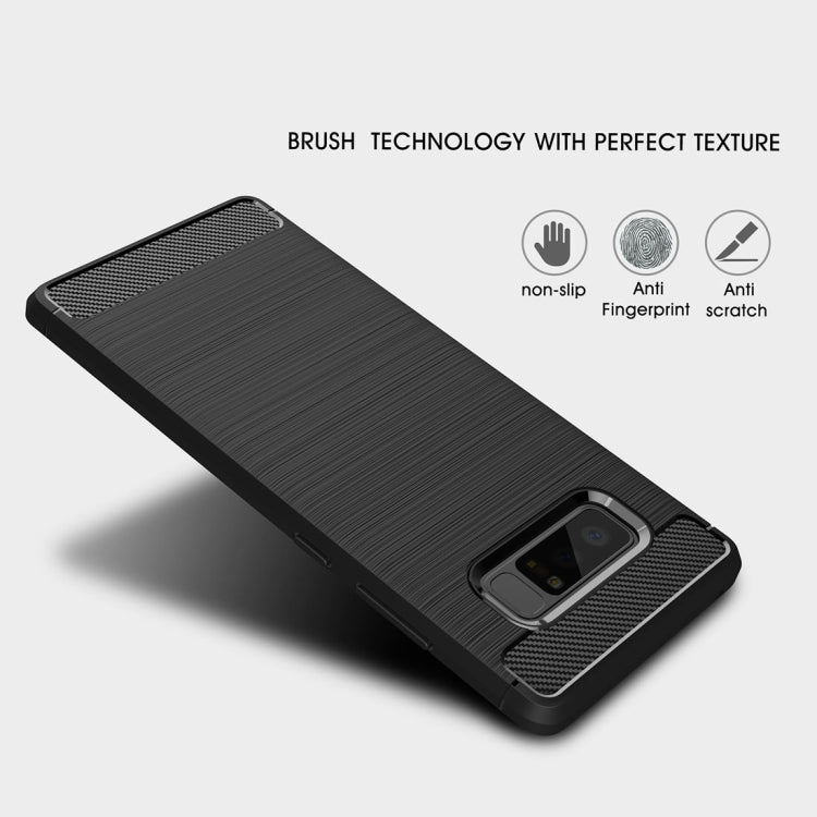 For Galaxy Note 8 Carbon Fiber TPU Brushed Texture Shockproof Protective Back Cover Case (Red)