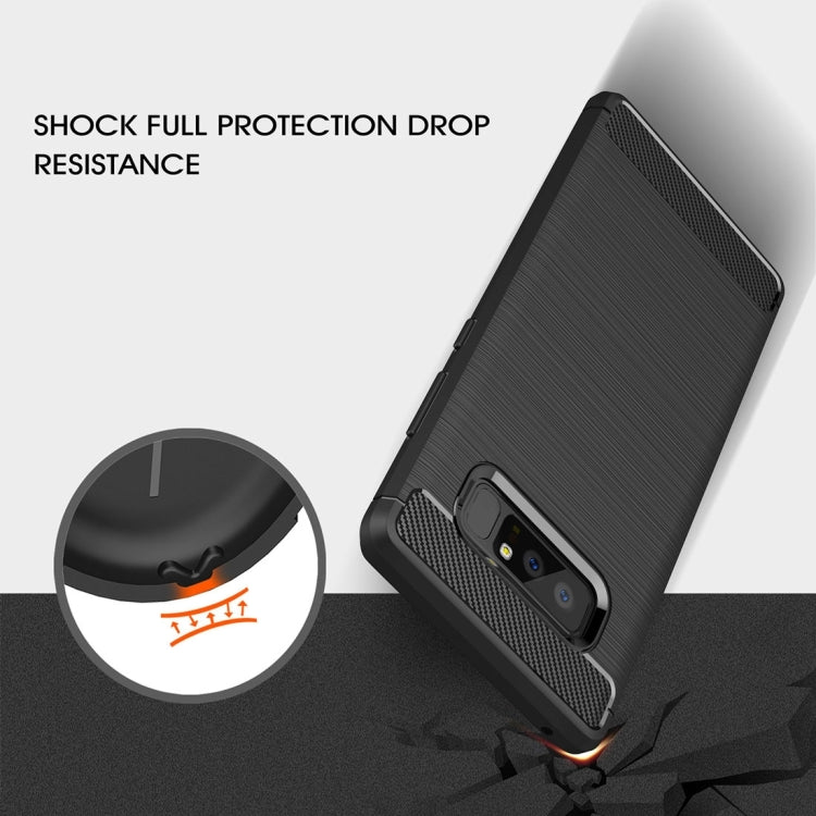For Galaxy Note 8 Carbon Fiber TPU Brushed Texture Shockproof Protective Back Cover Case (Red)