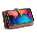 CaseMe-008 Detachable Multifunctional Retro Frosted Horizontal Flip Leather Case for Galaxy A20 / M10S, with Card Slot & Holder & Zipper Wallet & Photo Frame(Brown)