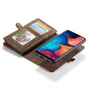 CaseMe-008 Detachable Multifunctional Retro Frosted Horizontal Flip Leather Case for Galaxy A20 / M10S, with Card Slot & Holder & Zipper Wallet & Photo Frame(Brown)