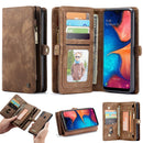 CaseMe-008 Detachable Multifunctional Retro Frosted Horizontal Flip Leather Case for Galaxy A20 / M10S, with Card Slot & Holder & Zipper Wallet & Photo Frame(Brown)