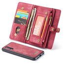CaseMe-008 Detachable Multifunctional Retro Frosted Horizontal Flip Leather Case for Galaxy A50, with Card Slot & Holder & Zipper Wallet & Photo Frame(Red)