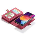 CaseMe-008 Detachable Multifunctional Retro Frosted Horizontal Flip Leather Case for Galaxy A50, with Card Slot & Holder & Zipper Wallet & Photo Frame(Red)