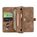 CaseMe-008 Detachable Multifunctional Retro Frosted Horizontal Flip Leather Case for Galaxy A50, with Card Slot & Holder & Zipper Wallet & Photo Frame(Brown)