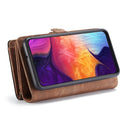 CaseMe-008 Detachable Multifunctional Retro Frosted Horizontal Flip Leather Case for Galaxy A50, with Card Slot & Holder & Zipper Wallet & Photo Frame(Brown)