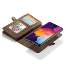 CaseMe-008 Detachable Multifunctional Retro Frosted Horizontal Flip Leather Case for Galaxy A50, with Card Slot & Holder & Zipper Wallet & Photo Frame(Brown)