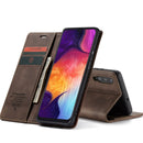 CaseMe-013 Multifunctional Retro Frosted Horizontal Flip Leather Case for Galaxy A30S / A50S / A50, with Card Slot & Holder & Zipper Wallet & Photo Frame(Coffee)