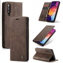 CaseMe-013 Multifunctional Retro Frosted Horizontal Flip Leather Case for Galaxy A30S / A50S / A50, with Card Slot & Holder & Zipper Wallet & Photo Frame(Coffee)