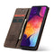 CaseMe-013 Multifunctional Retro Frosted Horizontal Flip Leather Case for Galaxy A30S / A50S / A50, with Card Slot & Holder & Zipper Wallet & Photo Frame(Coffee)