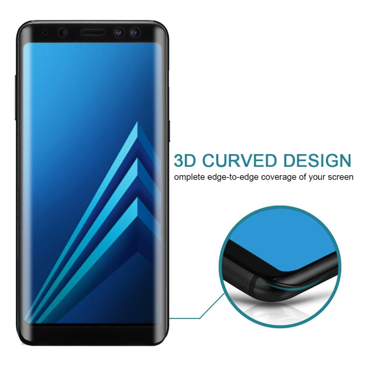 For Galaxy A8 (2018) 3D Curved Edge 9H Hardness Tempered Glass Screen Protector(Black)