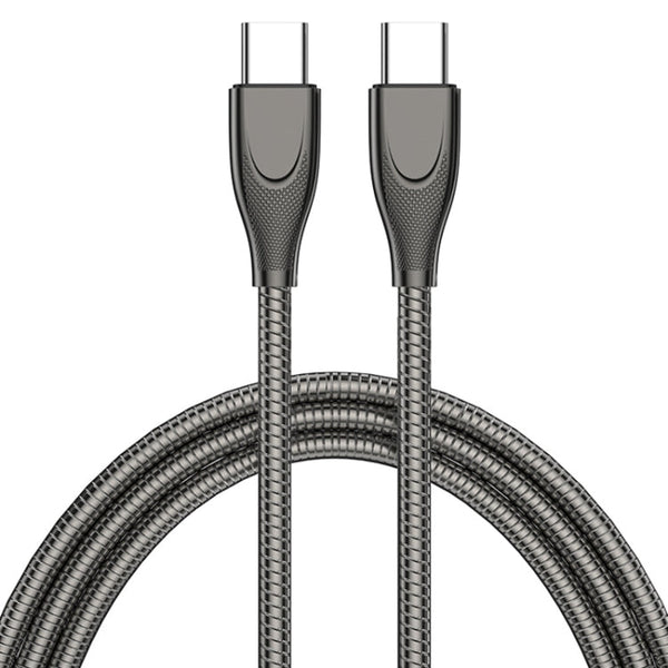 ADC-009 USB-C / Type-C to USB-C / Type-C Zinc Alloy Hose Fast Charging Data Cable, Cable Length: 1m(Gun Metal)