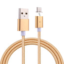 1m Weave Style 2A Magnetic USB-C / Type-C to USB Weave Style Data Sync Charging Cable with LED Indicator, For Galaxy S8 & S8 + / LG G6 / Huawei P10 & P10 Plus / Xiaomi Mi6 & Max 2 and other Smartphones (Gold)