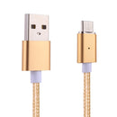 1m Weave Style 2A Magnetic USB-C / Type-C to USB Weave Style Data Sync Charging Cable with LED Indicator, For Galaxy S8 & S8 + / LG G6 / Huawei P10 & P10 Plus / Xiaomi Mi6 & Max 2 and other Smartphones (Gold)