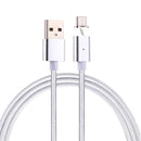 1m Weave Style 2A Magnetic USB-C / Type-C to USB Weave Style Data Sync Charging Cable with LED Indicator, For Galaxy S8 & S8 + / LG G6 / Huawei P10 & P10 Plus / Xiaomi Mi6 & Max 2 and other Smartphones (Silver)