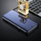 For Galaxy S9+ PU Electroplating Mirror Horizontal Flip Leather Case with Holder(Black)