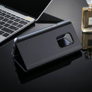 For Galaxy S9+ PU Electroplating Mirror Horizontal Flip Leather Case with Holder(Black)