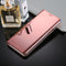 For Galaxy S9+ PU Electroplating Mirror Horizontal Flip Leather Case with Holder(Rose Gold)