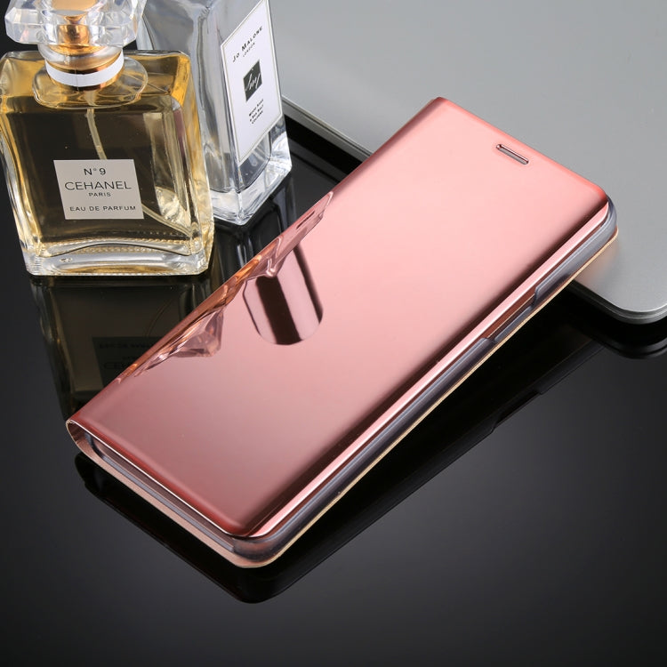 For Galaxy S9+ PU Electroplating Mirror Horizontal Flip Leather Case with Holder(Rose Gold)
