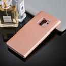 For Galaxy S9+ PU Electroplating Mirror Horizontal Flip Leather Case with Holder(Rose Gold)