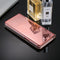 For Galaxy S9+ PU Electroplating Mirror Horizontal Flip Leather Case with Holder(Rose Gold)