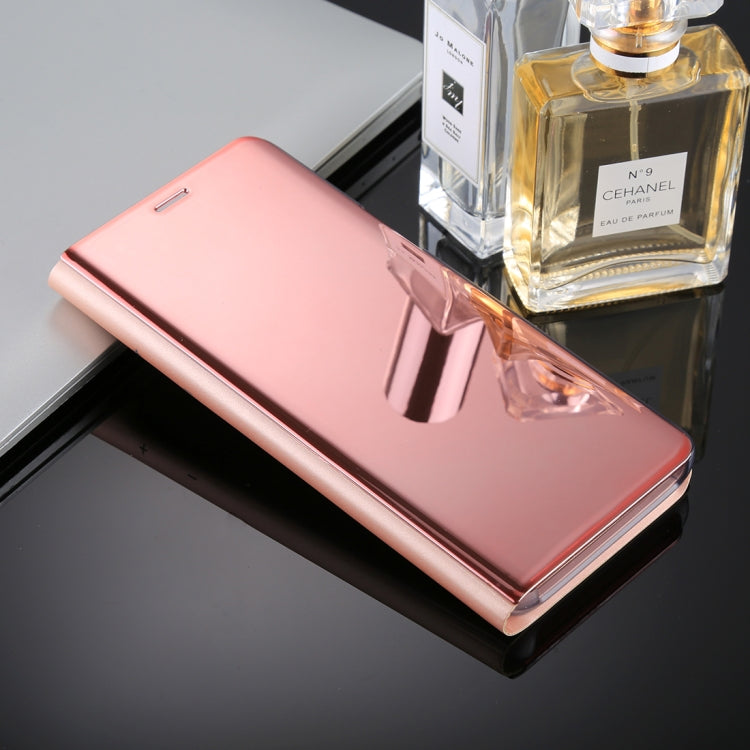 For Galaxy S9+ PU Electroplating Mirror Horizontal Flip Leather Case with Holder(Rose Gold)