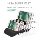 YM-UD06 5V 10.2A Output Universal Desktop Detachable 6 Ports USB Charging Station Multi-Device Hub Charging Dock, For iPad , Tablets, iPhone, Galaxy, Huawei, Xiaomi, LG, HTC and Other Smart Phones, Rechargeable Devices(Black)