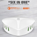 LDNIO A6801 6 x USB Ports QC3.0 Smart Travel Charger, EU Plug