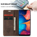 CaseMe-013 Multifunctional Retro Frosted Horizontal Flip Leather Case for Galaxy A20 / A30, with Card Slot & Holder & Wallet (Coffee)