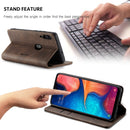 CaseMe-013 Multifunctional Retro Frosted Horizontal Flip Leather Case for Galaxy A20 / A30, with Card Slot & Holder & Wallet (Coffee)