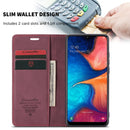 CaseMe-013 Multifunctional Retro Frosted Horizontal Flip Leather Case for Galaxy A20 / A30, with Card Slot & Holder & Wallet (Wine Red)