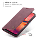CaseMe-013 Multifunctional Retro Frosted Horizontal Flip Leather Case for Galaxy A20 / A30, with Card Slot & Holder & Wallet (Wine Red)