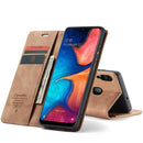 CaseMe-013 Multifunctional Retro Frosted Horizontal Flip Leather Case for Galaxy A20 / A30, with Card Slot & Holder & Wallet (Brown)