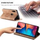 CaseMe-013 Multifunctional Retro Frosted Horizontal Flip Leather Case for Galaxy A20 / A30, with Card Slot & Holder & Wallet (Brown)