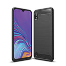 Brushed Texture Carbon Fiber Shockproof TPU Case for Galaxy A10(Black)
