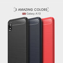 Brushed Texture Carbon Fiber Shockproof TPU Case for Galaxy A10(Navy Blue)