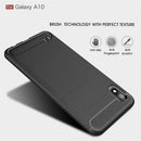 Brushed Texture Carbon Fiber Shockproof TPU Case for Galaxy A10(Red)