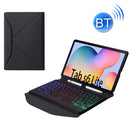 B610S Diamond Texture Triangle Back Holder Splittable Bluetooth Keyboard Leather Tablet Case with Backlight for Samsung Galaxy Tab S6 Lite (Black Black)