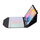 B610S Diamond Texture Triangle Back Holder Splittable Bluetooth Keyboard Leather Tablet Case with Backlight for Samsung Galaxy Tab S6 Lite (White + Black)