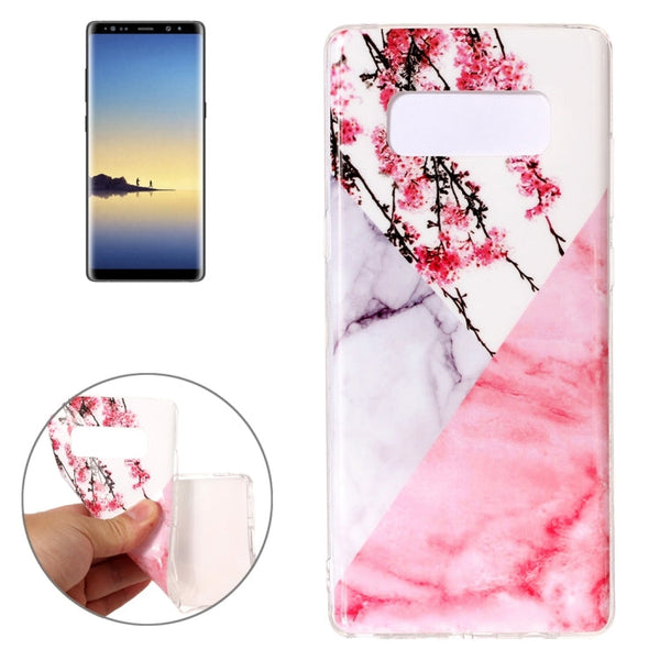 For Galaxy Note 8 Cherry Pink White Marble Pattern TPU Shockproof Protective Back Cover Case