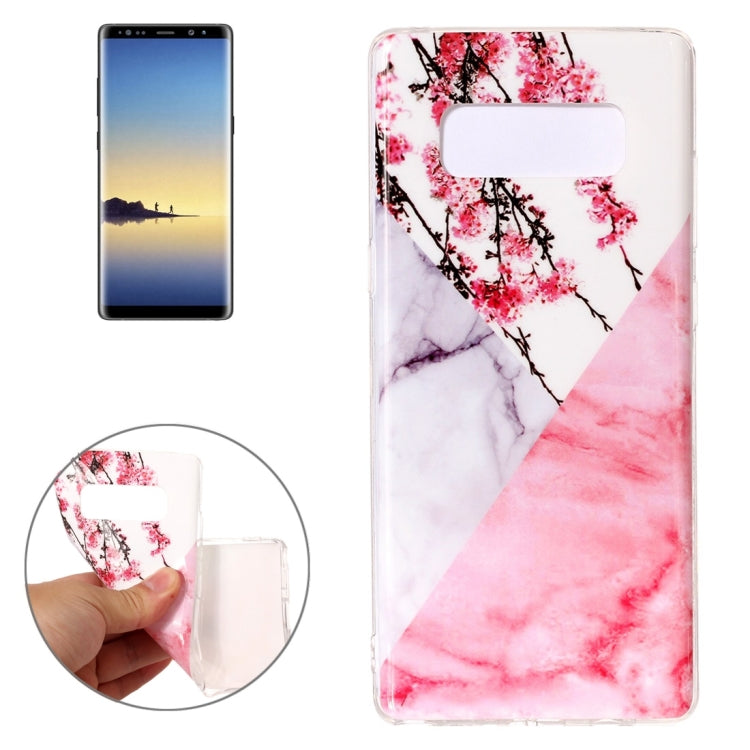 For Galaxy Note 8 Cherry Pink White Marble Pattern TPU Shockproof Protective Back Cover Case