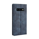 Magnetic Buckle Retro Texture Horizontal Flip Leather Case for Galaxy S10, with Holder & Card Slots & Wallet (Blue)