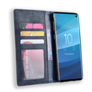 Magnetic Buckle Retro Texture Horizontal Flip Leather Case for Galaxy S10, with Holder & Card Slots & Wallet (Blue)