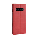 Magnetic Buckle Retro Texture Horizontal Flip Leather Case for Galaxy S10, with Holder & Card Slots & Wallet (Red)