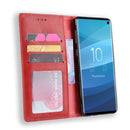 Magnetic Buckle Retro Texture Horizontal Flip Leather Case for Galaxy S10, with Holder & Card Slots & Wallet (Red)